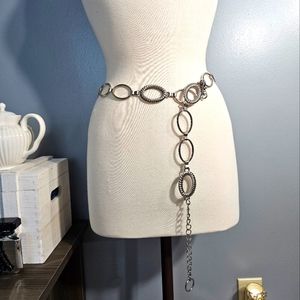 Adjustable Metal Belt Silver Geometric
